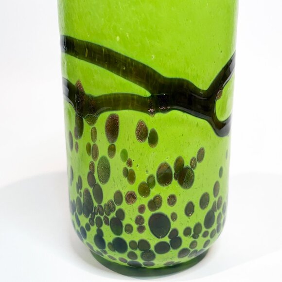 Vintage Pier 1 Grand Verre Lime Green w/ Copper Blown Glass Tall Tumblers - Picture 6 of 6